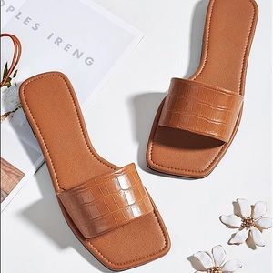 Croc Embossed Slide Sandals